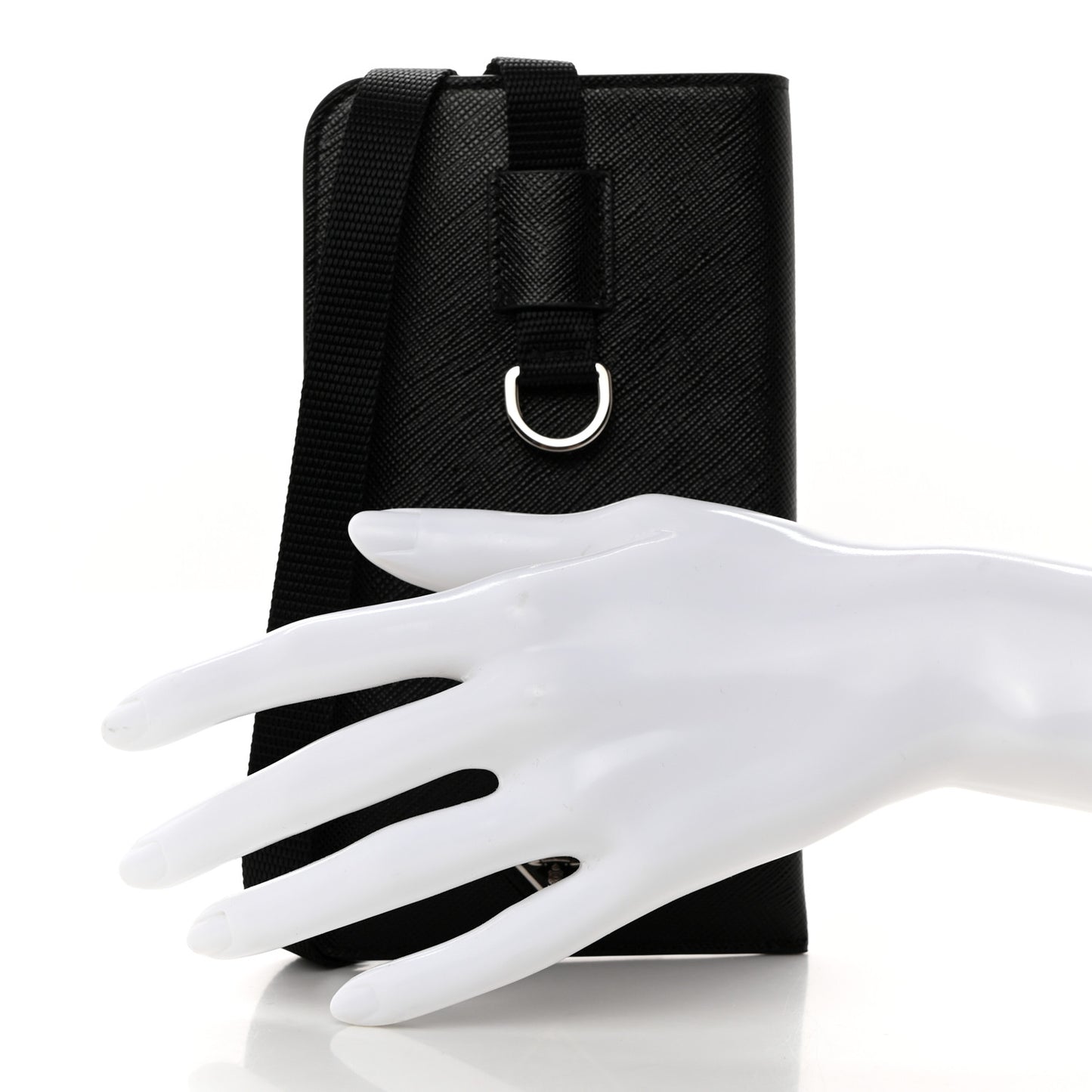Saffiano Lanyard Card Case Black