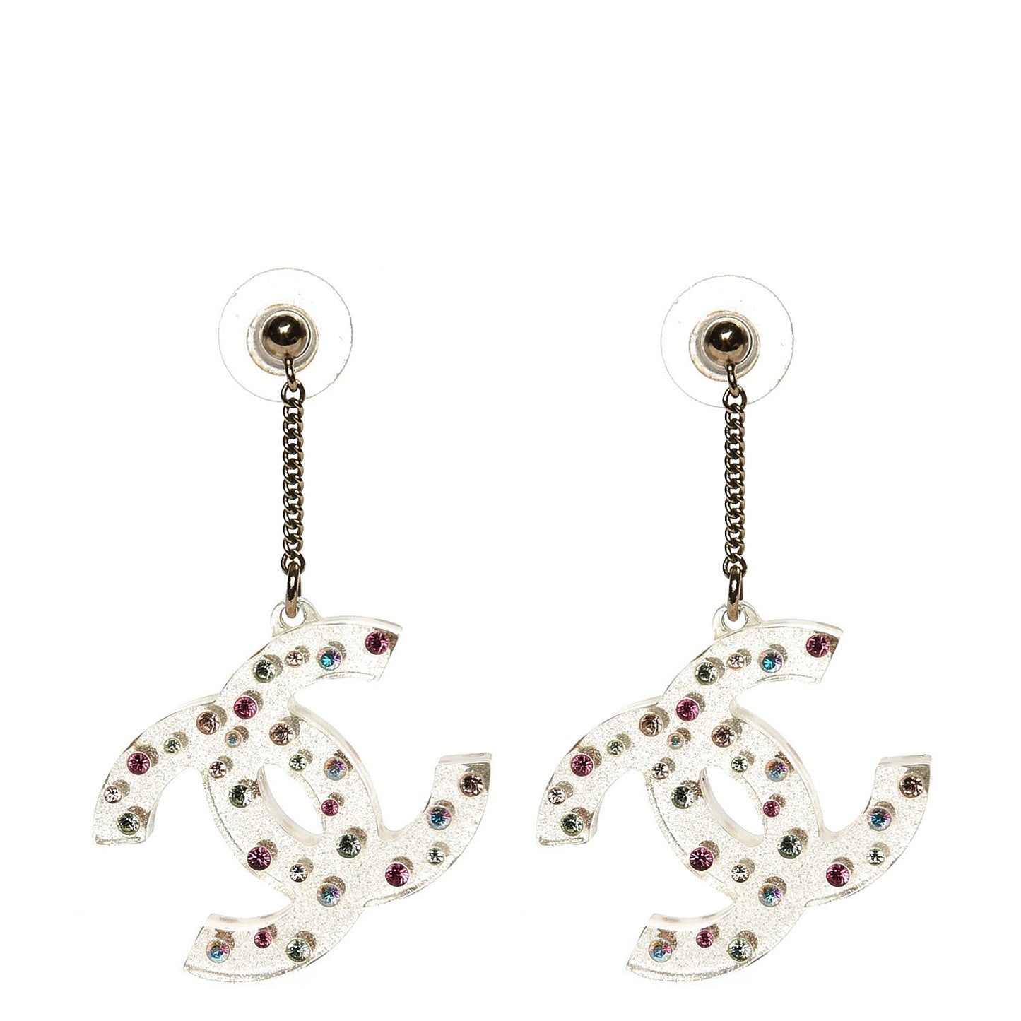 Crystal Resin CC Logo Earrings Transparent