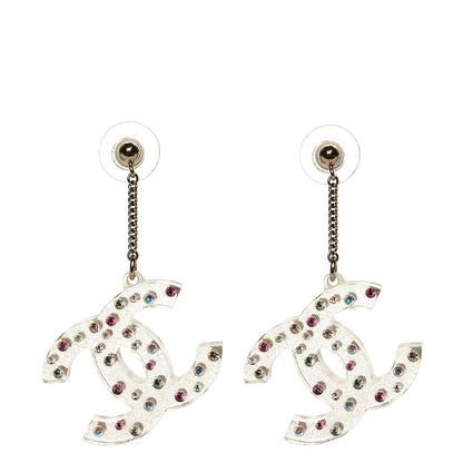 Chanel Crystal Resin CC Logo Earrings Transparent 1 of 5
