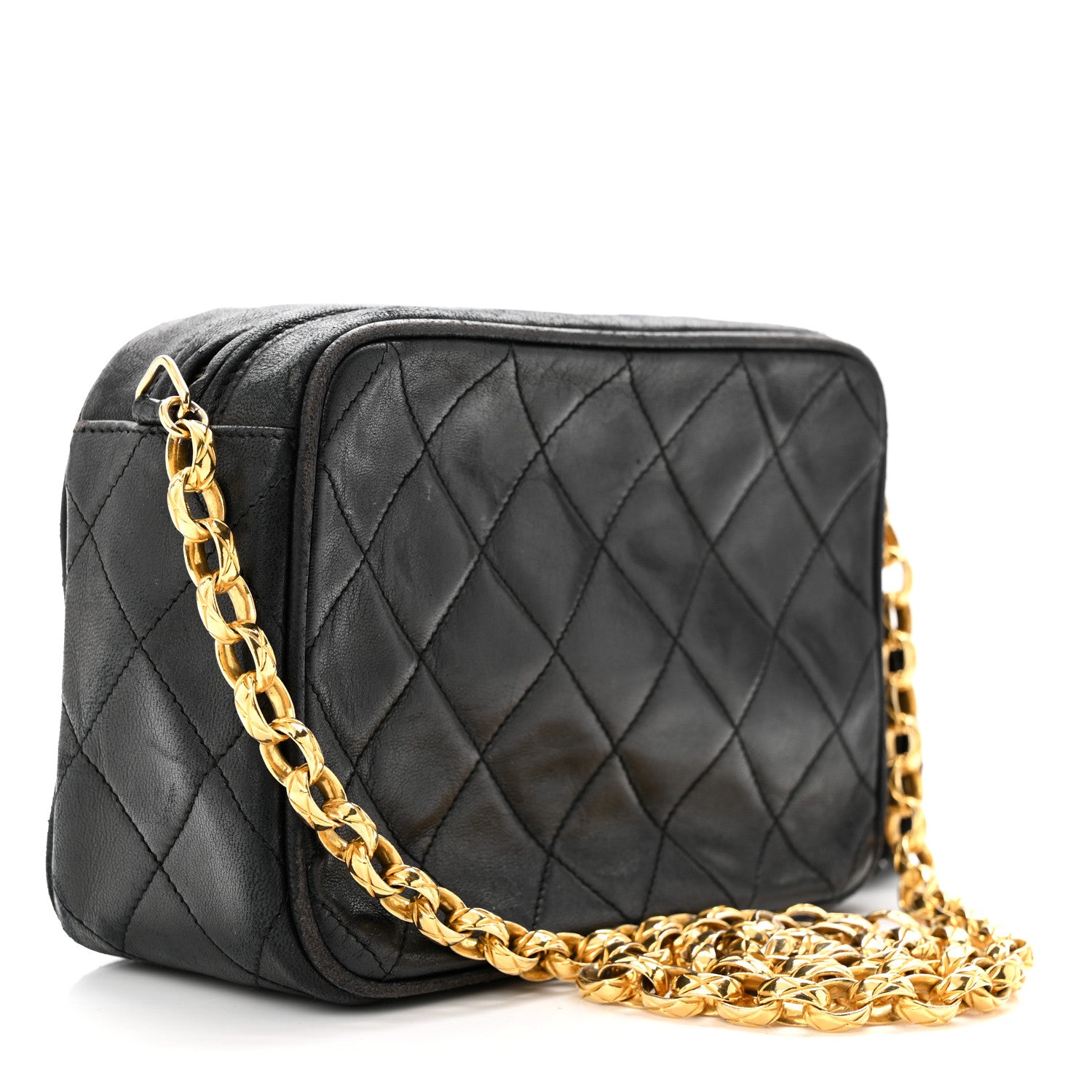 Chanel Lambskin Quilted CC Tassel Camera Case Black 3 of 13