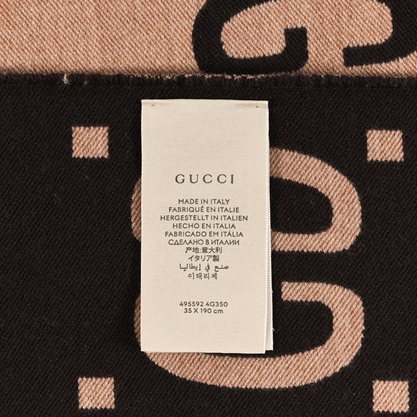 Wool Silk Monogram Jumbo GG Freedom Scarf Dark Brown Beige