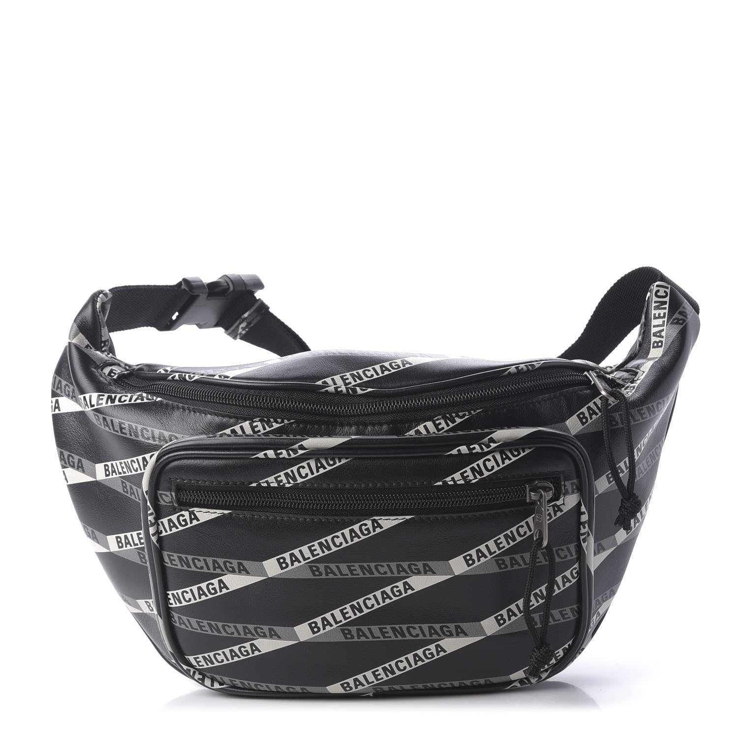 Balenciaga Smooth Calfskin Losange Monogram Explorer Belt Bag Black Grey 1 of 10