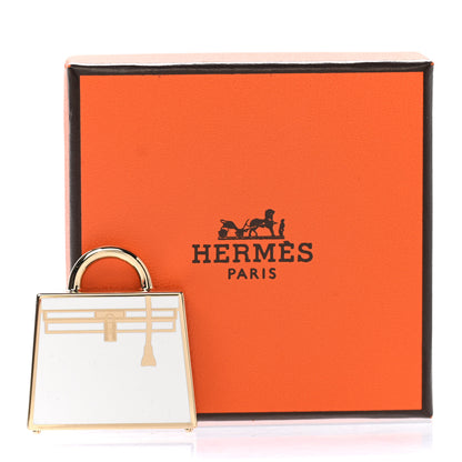 Hermes Lacquered Permabrass Kelly Curiosite Charm White 4 of 4