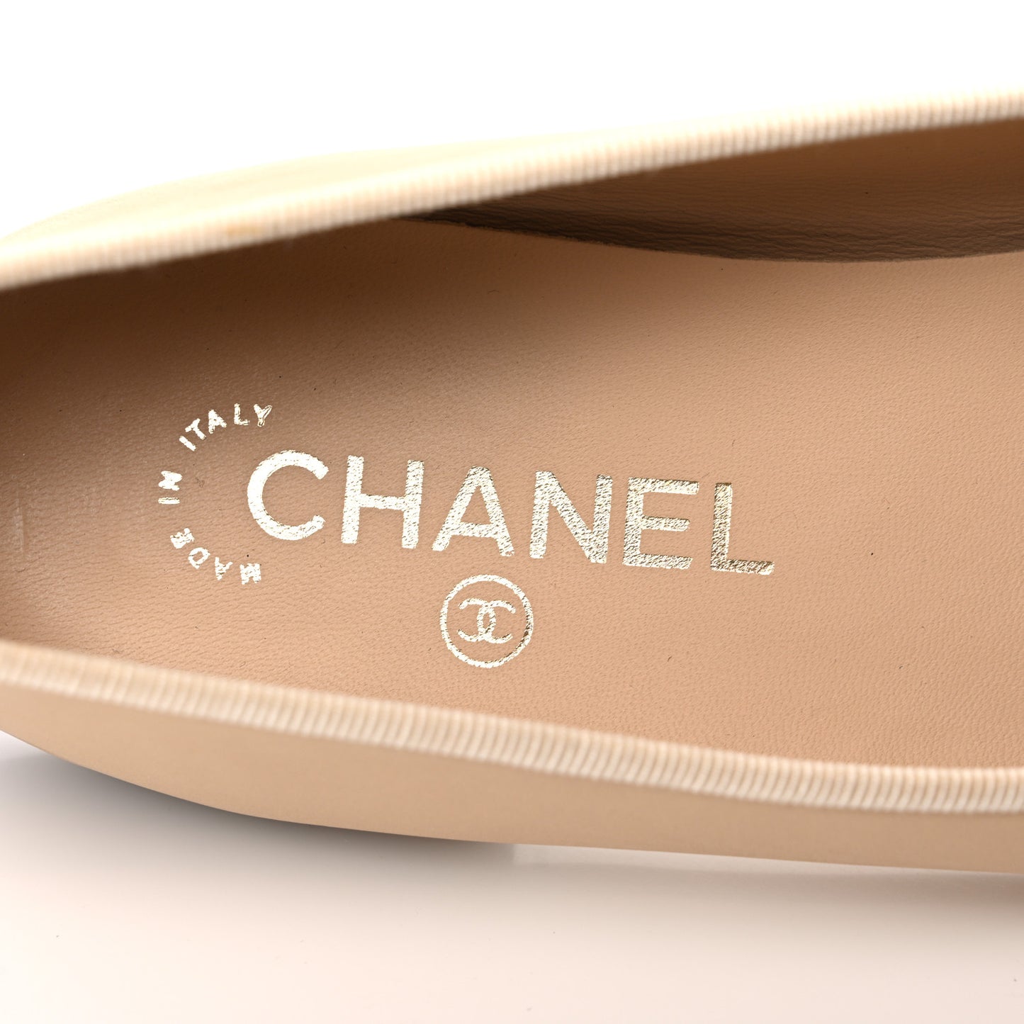 Lambskin Cap Toe CC Ballerina Flats 40.5 Beige Black