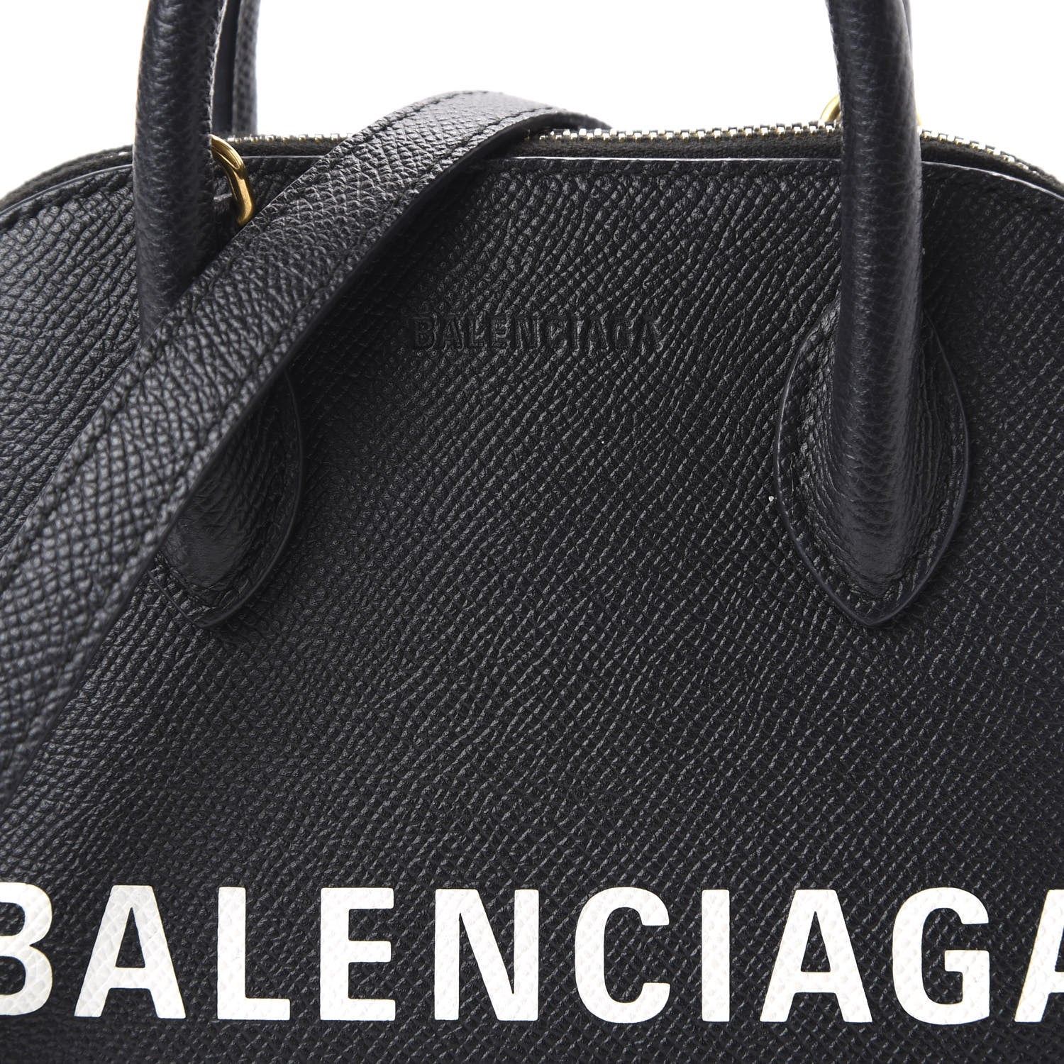 Balenciaga Signature Grained Calfskin XXS Ville Top Handle Bag Black White 9 of 9