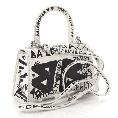 Balenciaga Smooth Calfskin Graffiti Hourglass Top Handle Bag XS White Black 2 of 11