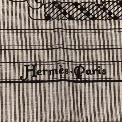 Hermes Cashmere Silk Panoplie Equestre Eye Shawl 140 Ebene Jaune Gris 2 of 5