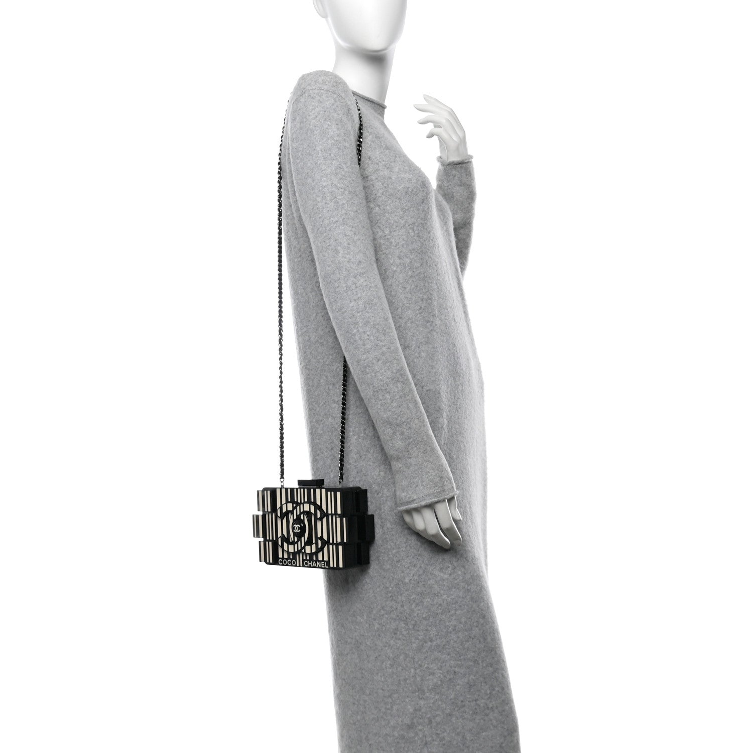 Chanel Plexiglass Barcode Boy Brick Lego Clutch Black 2 of 12