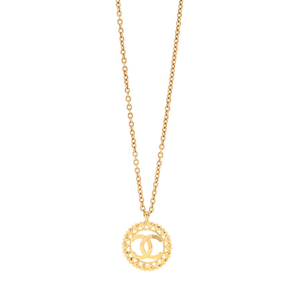 Chanel Metal CC Heart Medallion Chain Pendant Necklace Gold 1 of 5