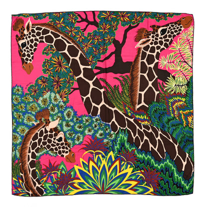 Hermes Cashmere Silk The Three Graces Shawl 140 Rose Vif Marron 1 of 6