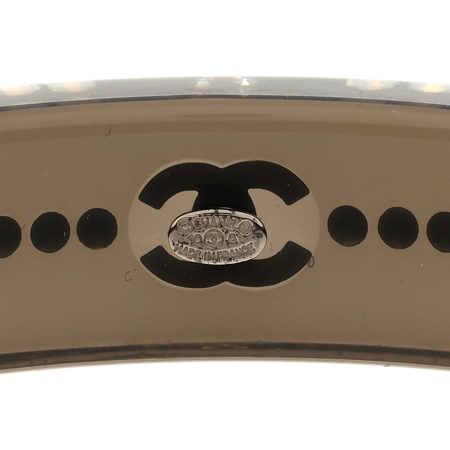 Chanel Resin Crystal CC Bangle Bracelet Black 4 of 5