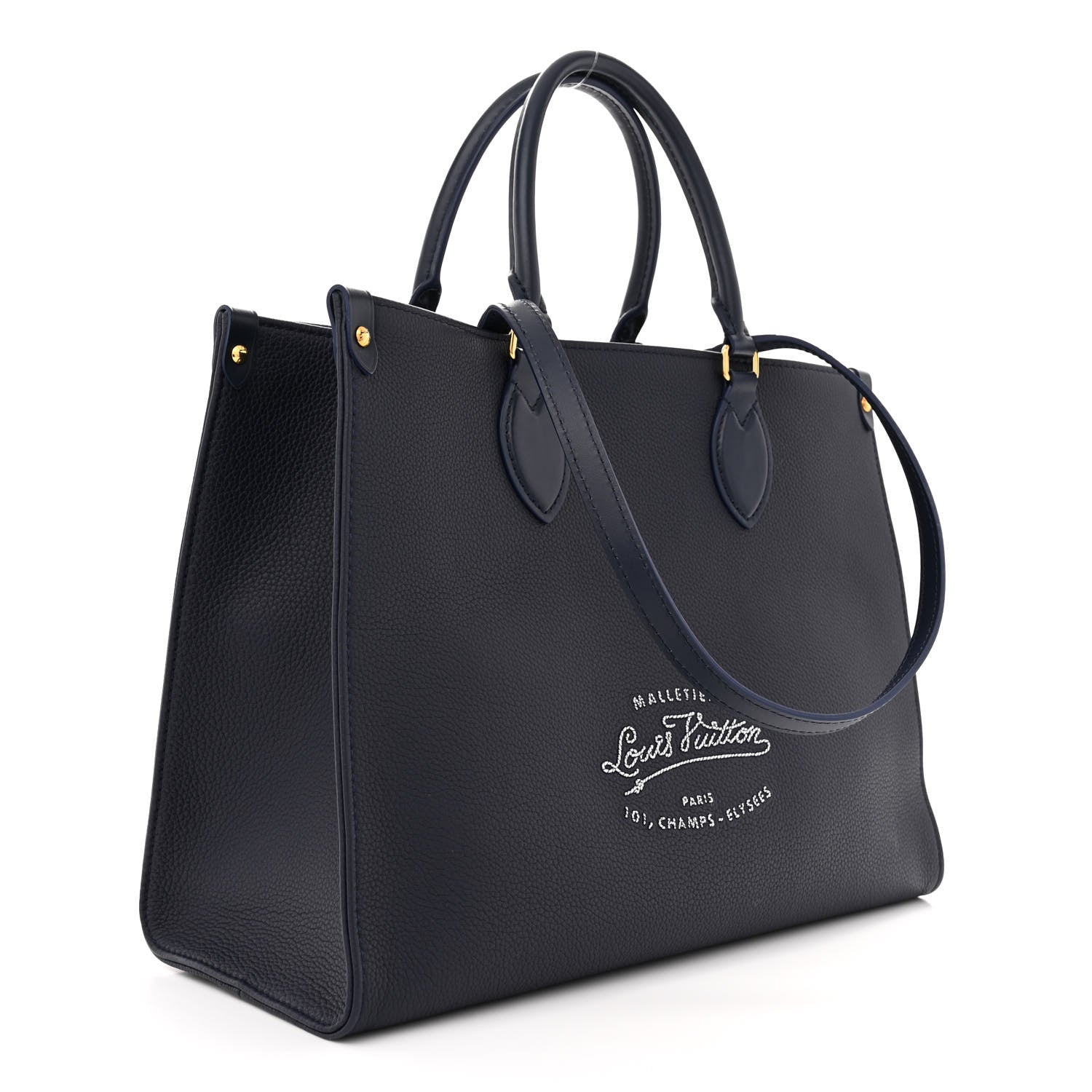 Louis Vuitton Grained Calfskin Nautical Onthego MM Navy Blue 3 of 12