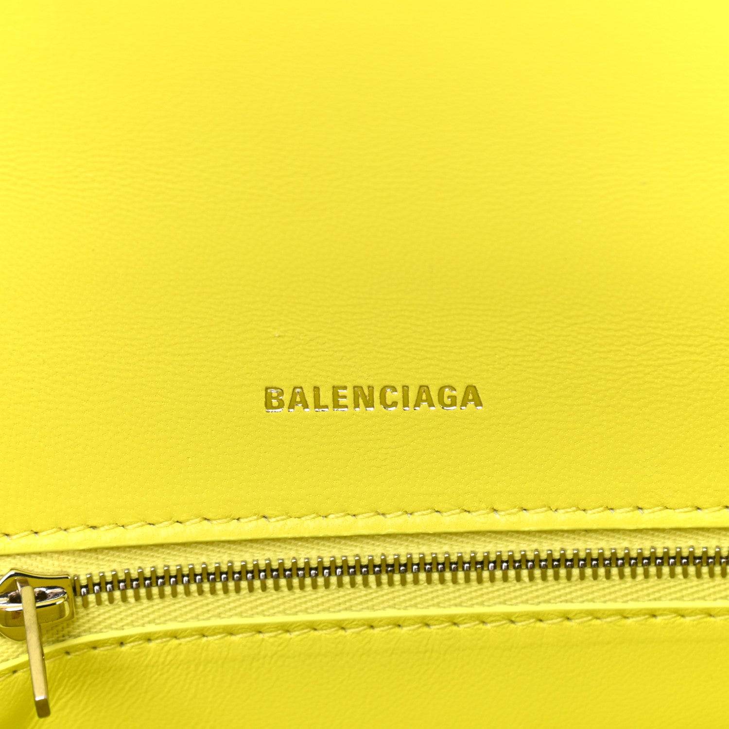 Balenciaga Shiny Calfskin Crocodile Embossed Small Hourglass Top Handle Bag Light Yellow 6 of 7