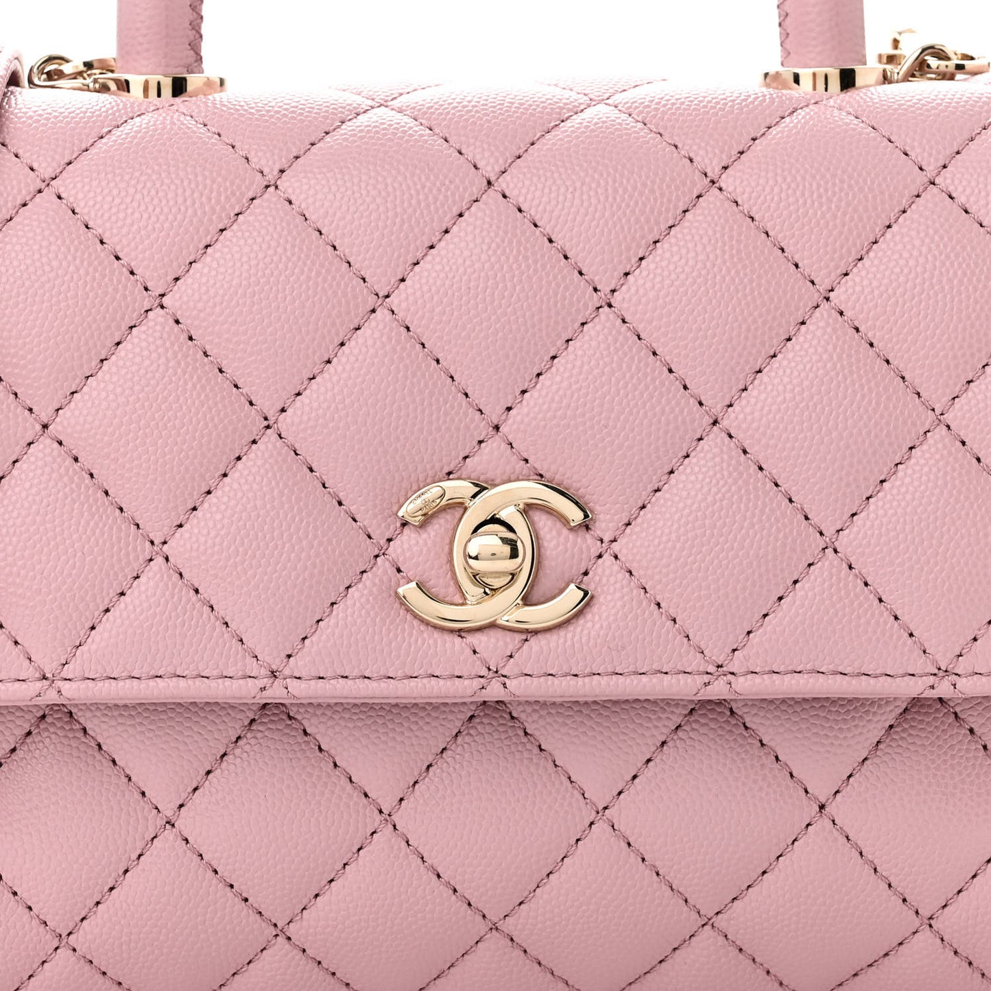 Caviar Quilted Mini Coco Handle Flap Light Pink