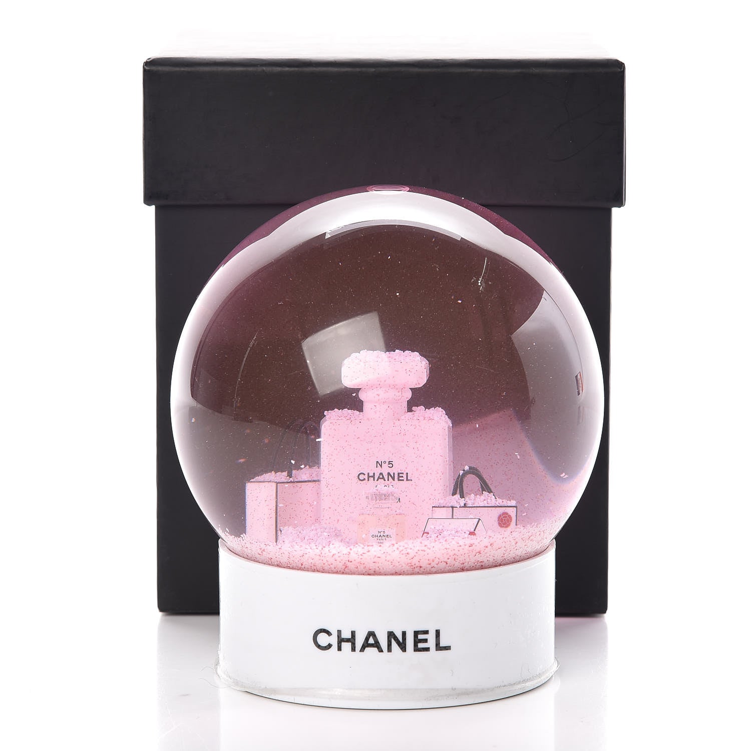 Chanel Glass N°5 Perfume Bottle Snow Globe Pink 4 of 4