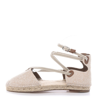Hermes Cotton Ole Drill Espadrille 35 Brume 1 of 9