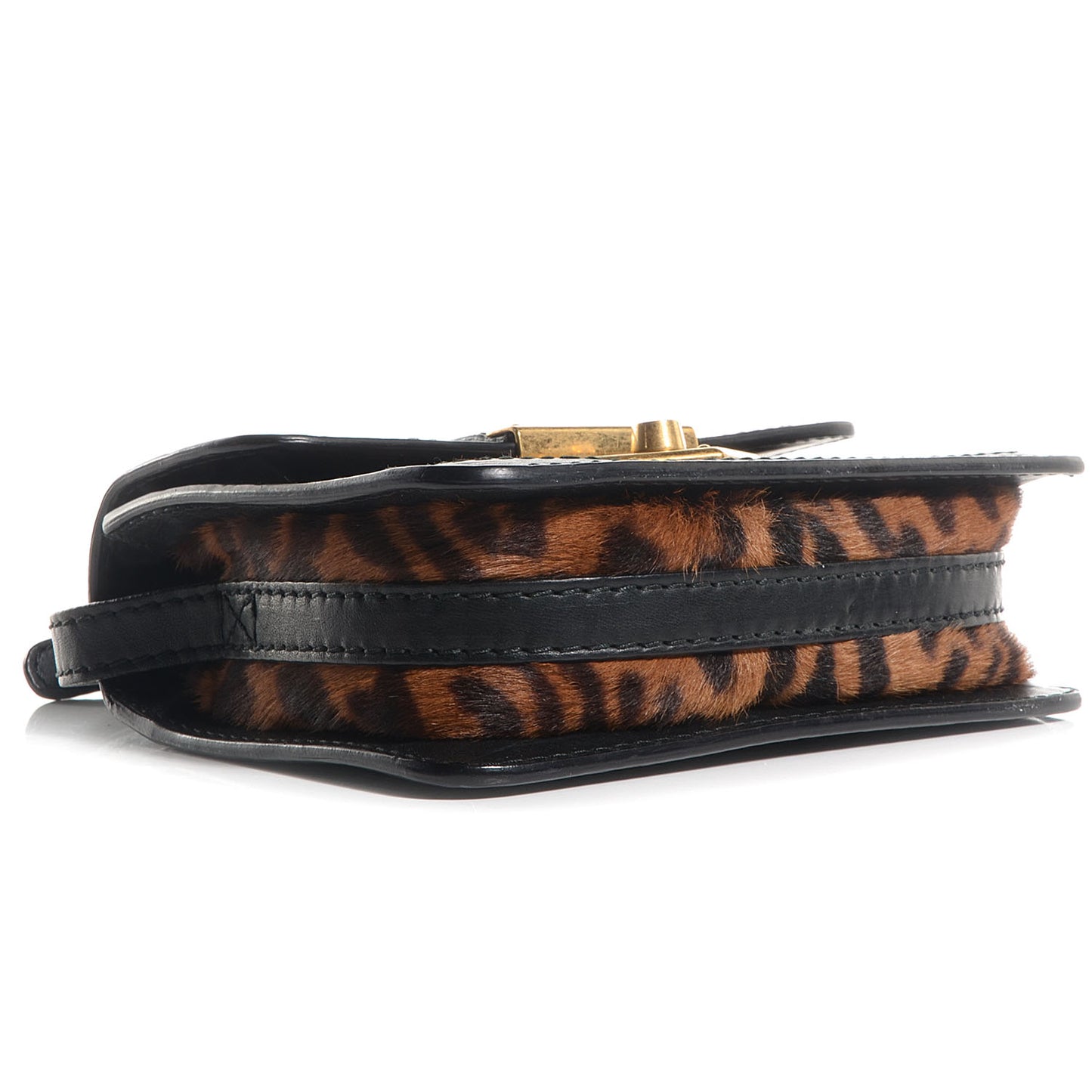Calf Hair Leopard Print Mini Wicca Crossbody Bag Black