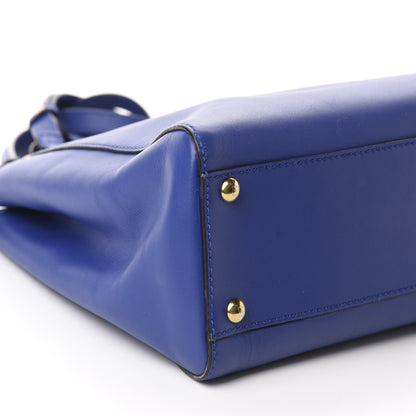 Fendi Vitello Morgan Fabric Jacquard Pequin Medium Peekaboo Iconic Satchel Blue Neon Tobacco 7 of 17