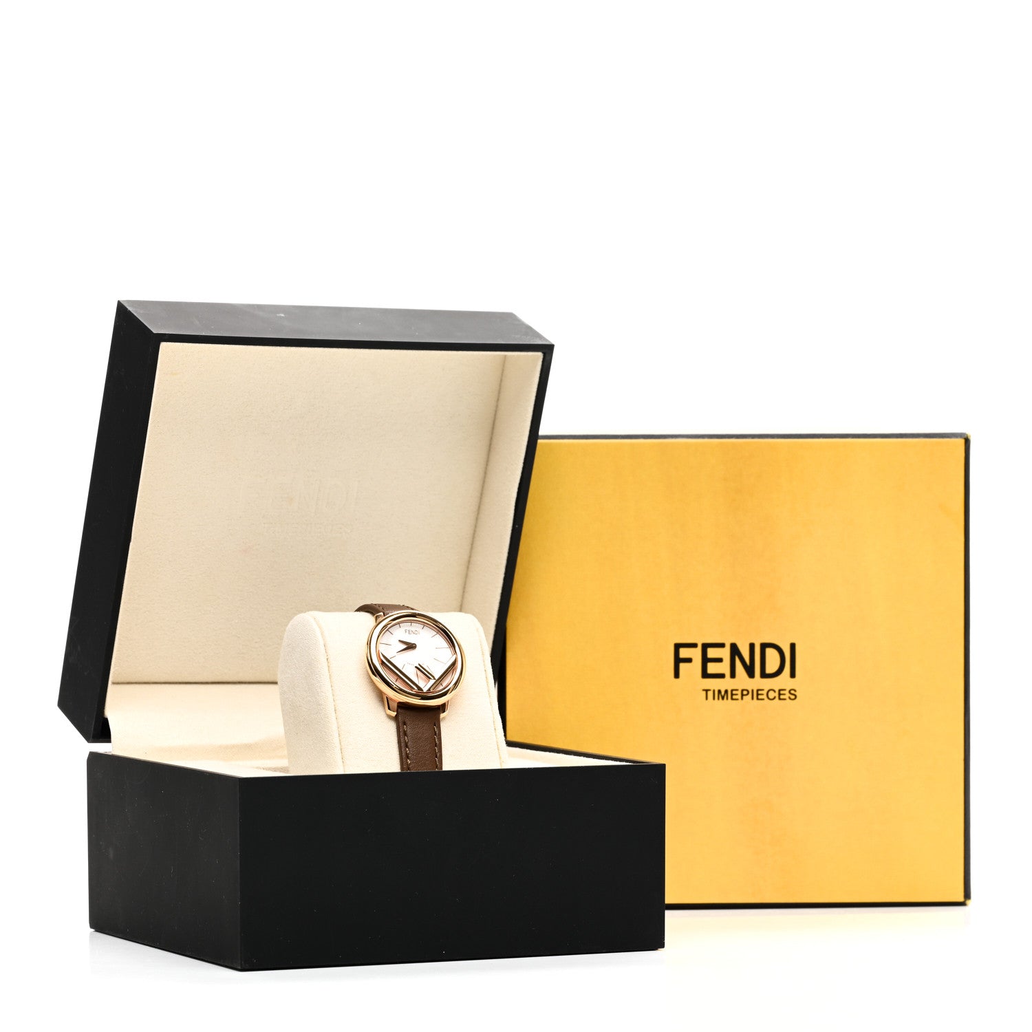 Fendi Stainless Steel Calfskin 28mm Run Away Quartz Watch Brown 5 of 5