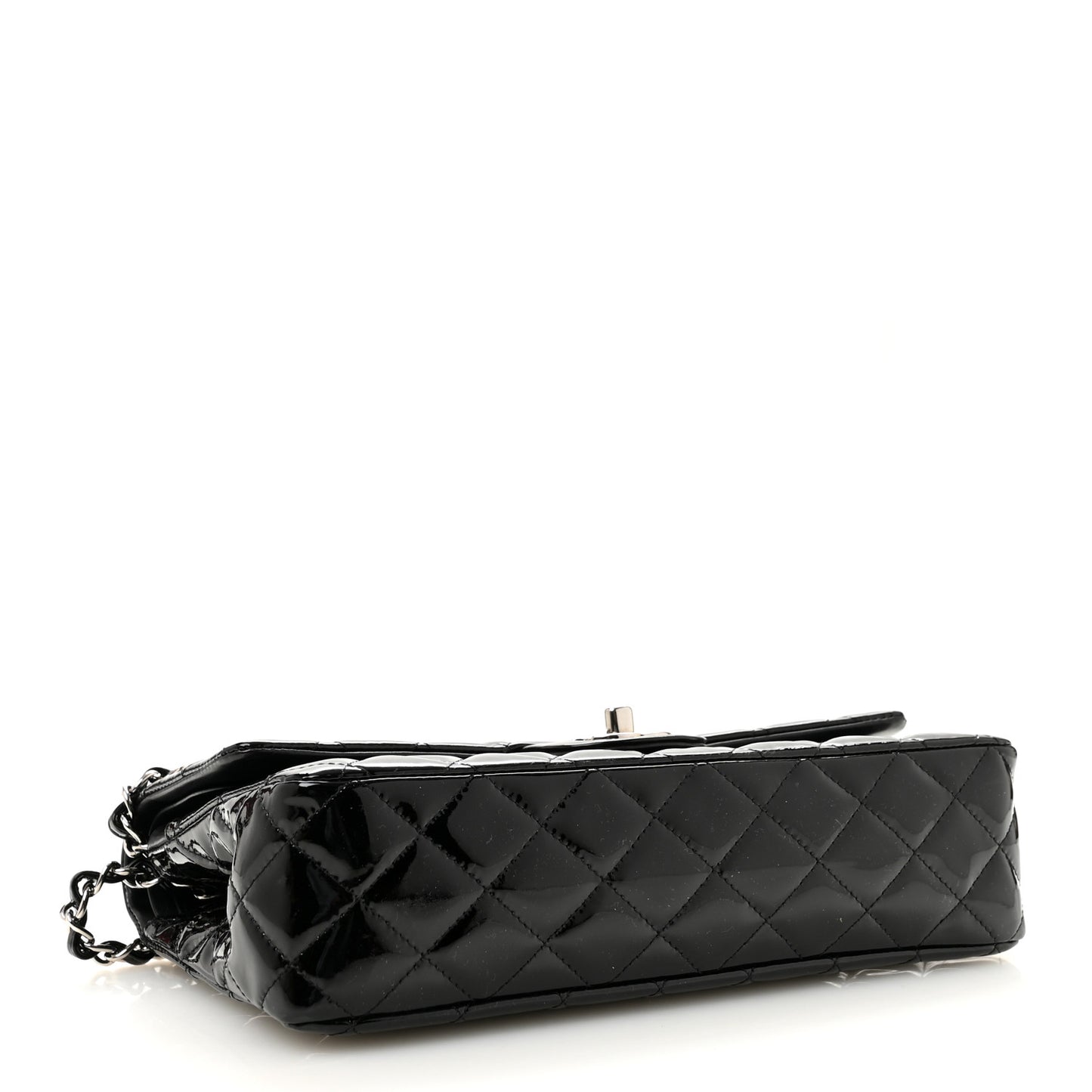 Patent Quilted Medium Double Flap Black