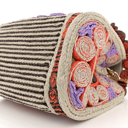 Dolce & Gabbana Raffia Crochet Embroidered Padlock Flap Satchel Multicolor 9 of 13