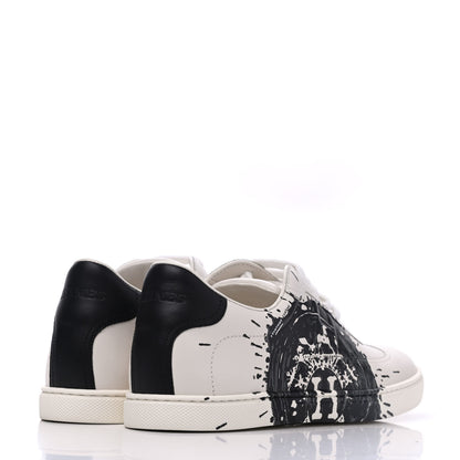 Hermes Swift Printed Peinture Fraiche Quicker Sneakers 37 White Black 4 of 13
