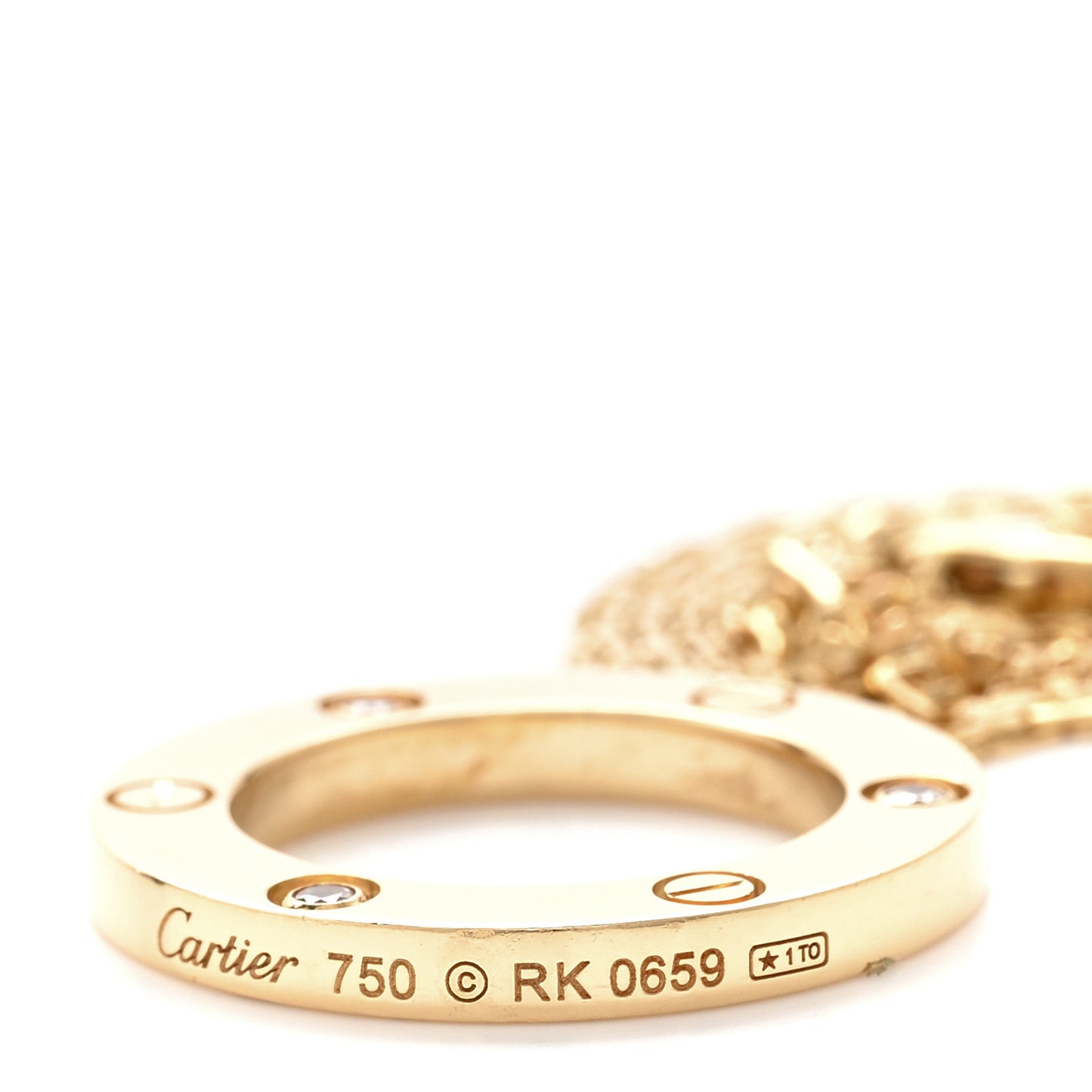 18K Yellow Gold 3 Diamonds LOVE Pendant Necklace