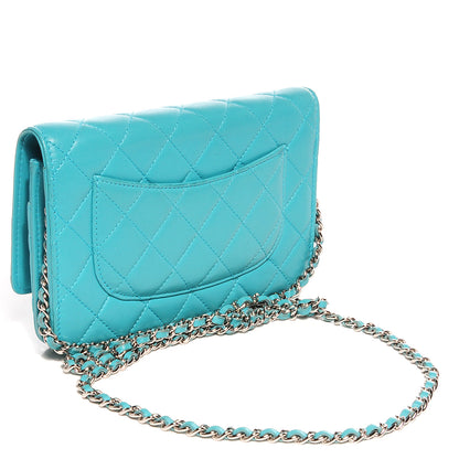 Chanel Lambskin Wallet On A Chain WOC Turquoise 5 of 11