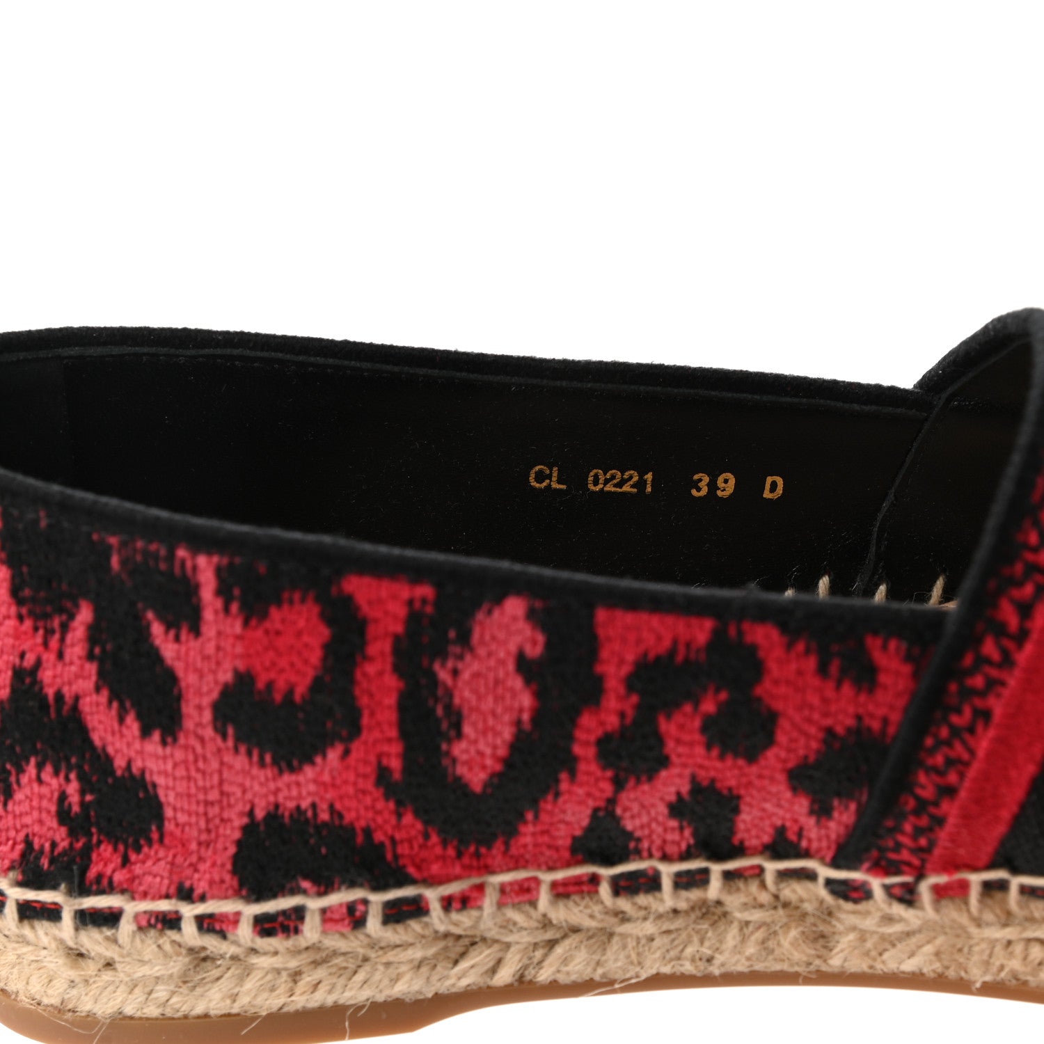 Christian Dior Cotton Embroidered Leopard Print Granville Espadrille 39 Framboise 8 of 8