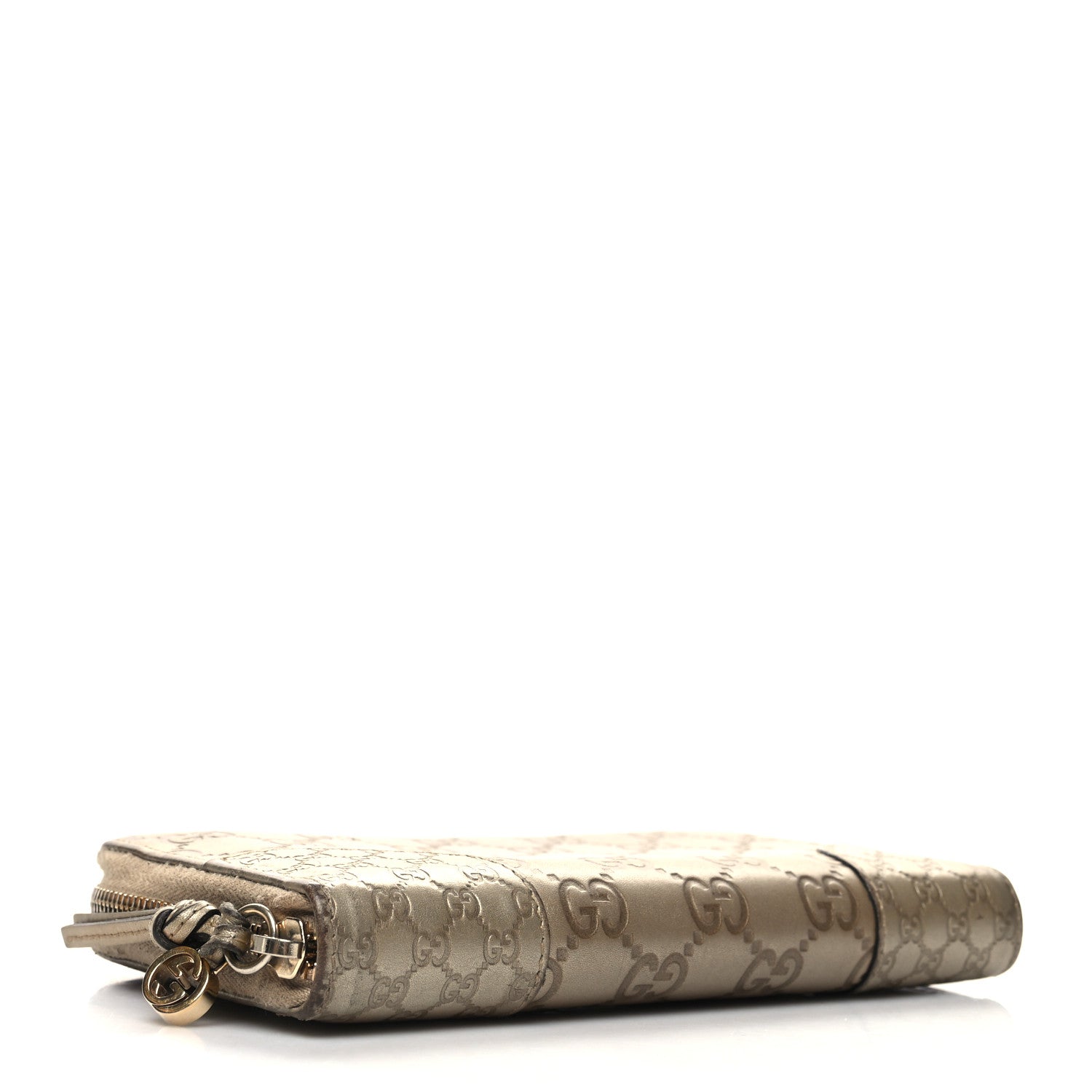 Gucci Metallic Guccissima Microguccissima Bree Zip Around Wallet Golden Beige 4 of 12