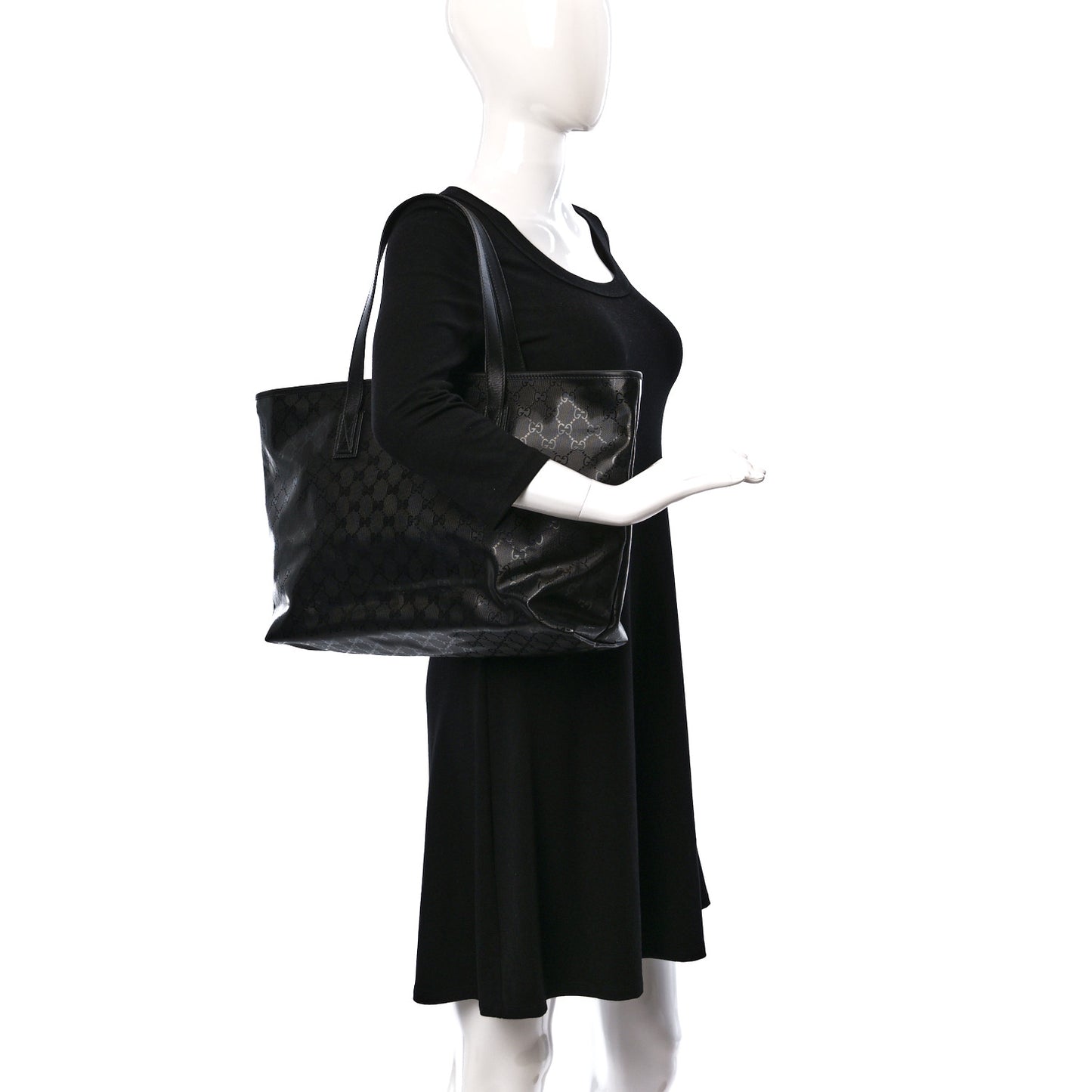 Imprime Monogram Medium Zippered Shopping Tote Black