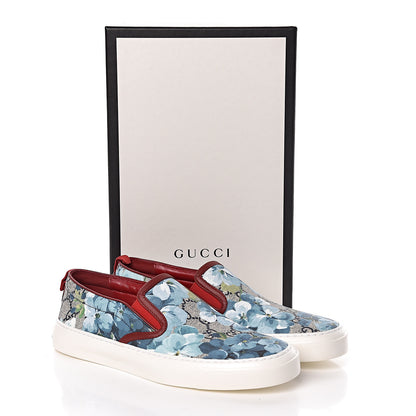 Gucci GG Supreme Monogram Blooms Womens Slip On Sneakers 38 Beige Blue Navy Red 8 of 8