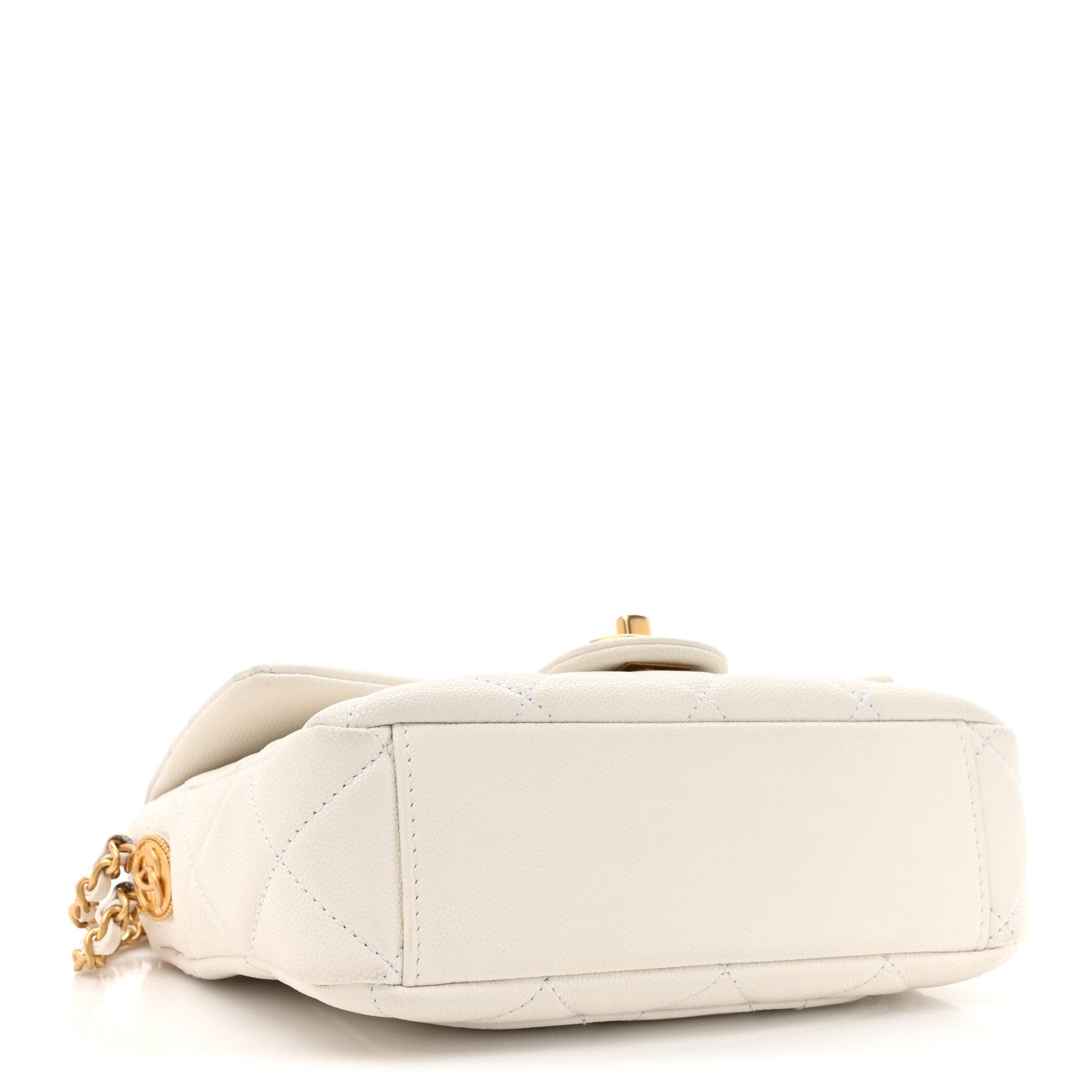 Chanel Caviar Quilted Small Twist Your Buttons Flap White 4 of 12