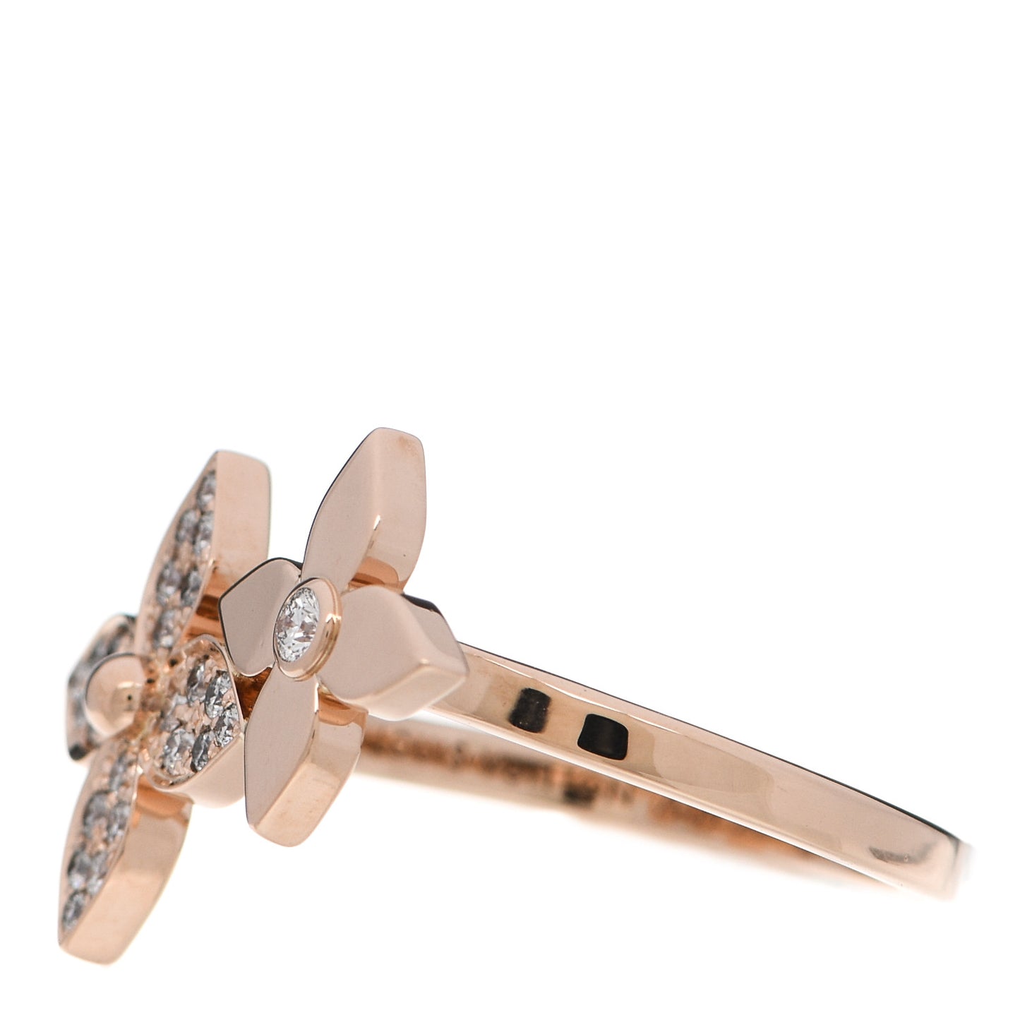 18K Pink Gold Diamond Star Blossom Ring 54 7
