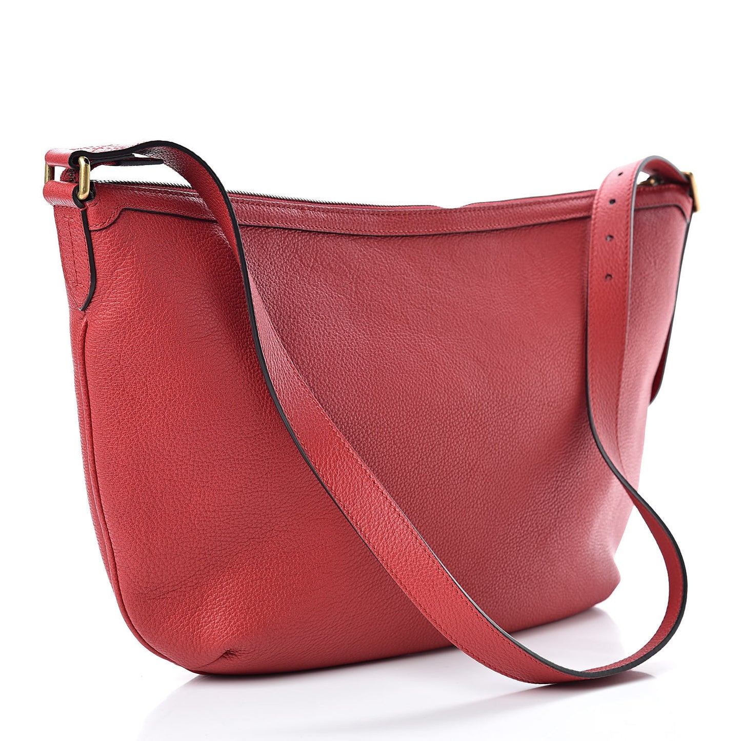 Grained Calfskin Logo Half Moon Hobo Red