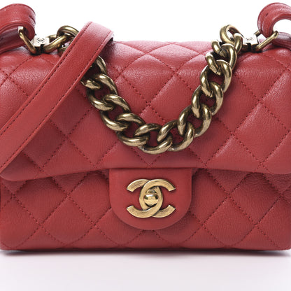 Chanel Shiny Sheepskin Quilted Mini Trapezio Flap Red 8 of 11