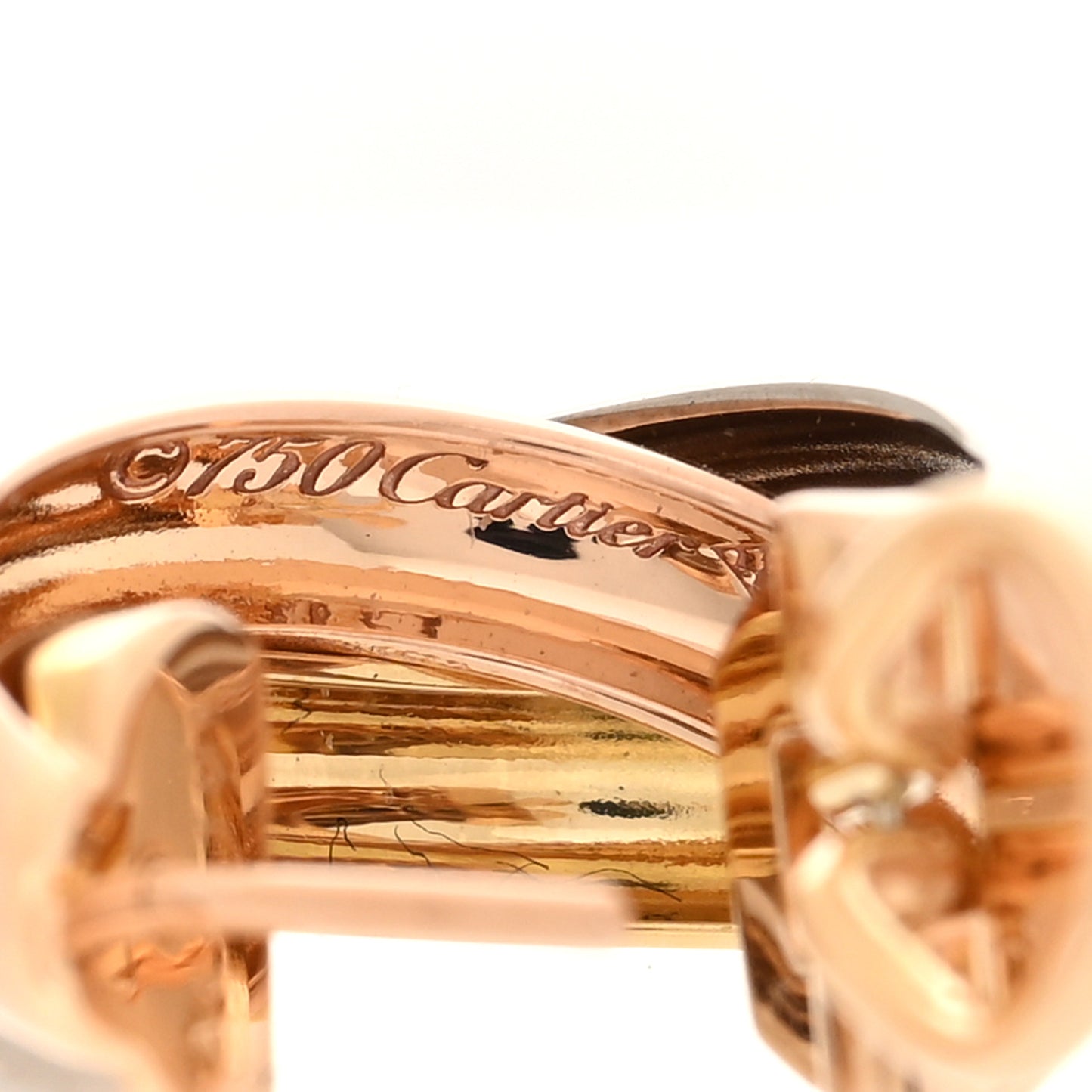 18K Pink Yellow White Gold Classic Trinity Hoop Earrings