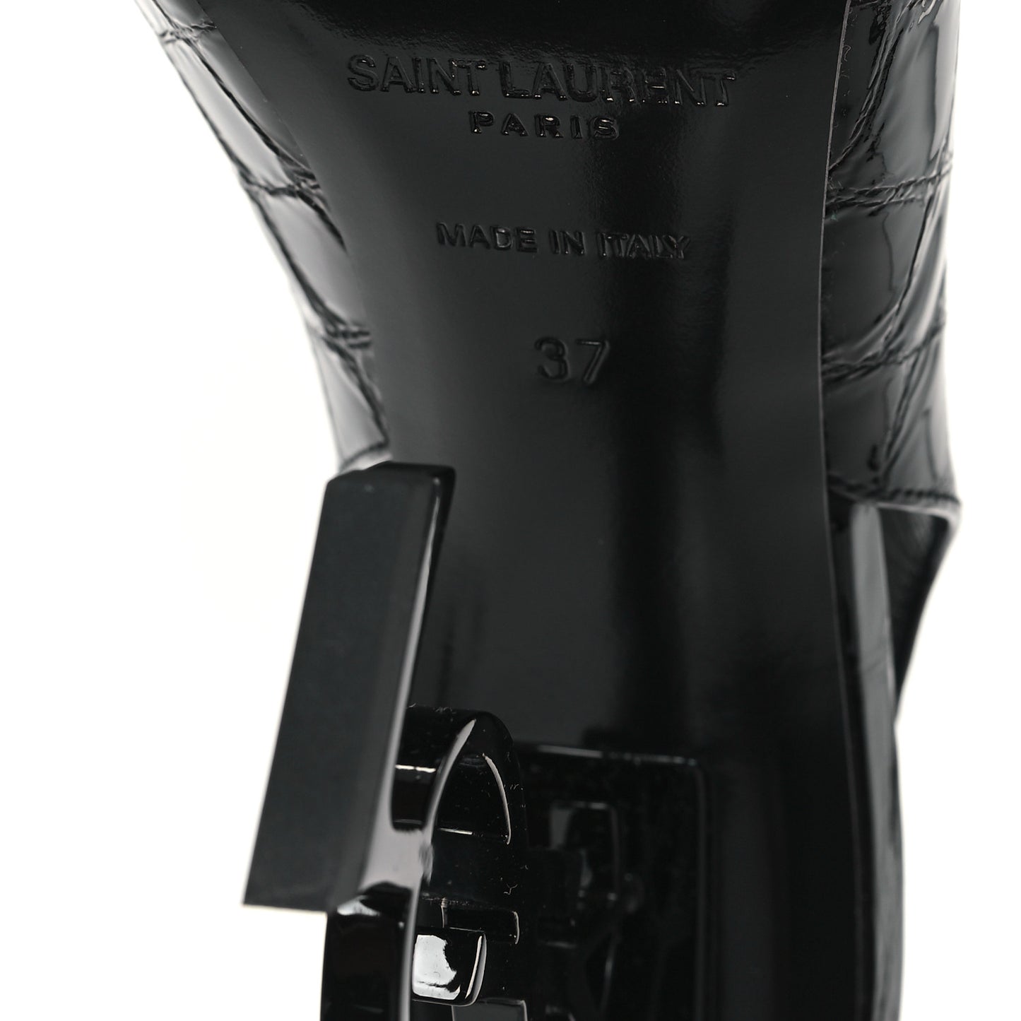 Patent Crocodile Embossed Opyum 110 Slingback Pumps 37 Black