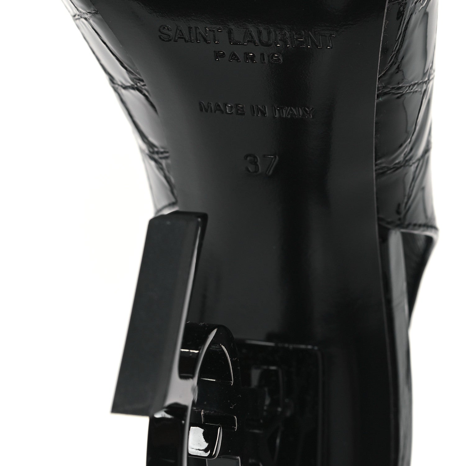 Saint Laurent Patent Crocodile Embossed Opyum 110 Slingback Pumps 37 Black 7 of 10