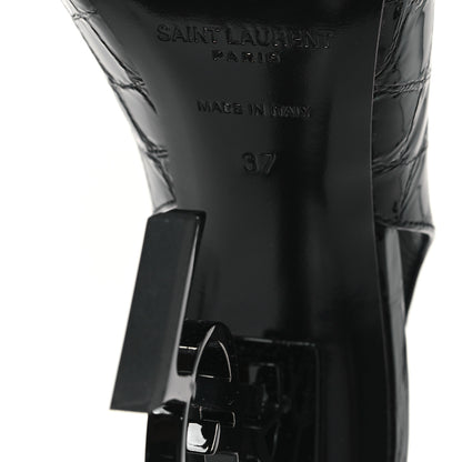 Saint Laurent Patent Crocodile Embossed Opyum 110 Slingback Pumps 37 Black 7 of 10