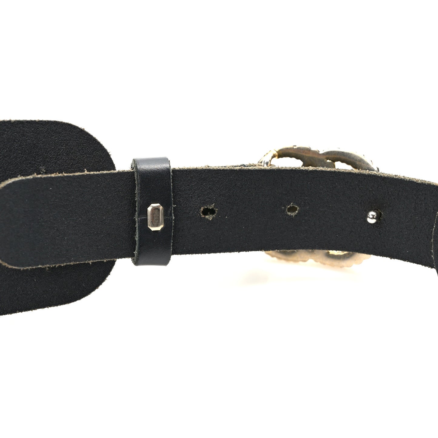 Calfskin Crystal Studded Swarovski Crystal Feline Belt 85/34 Black