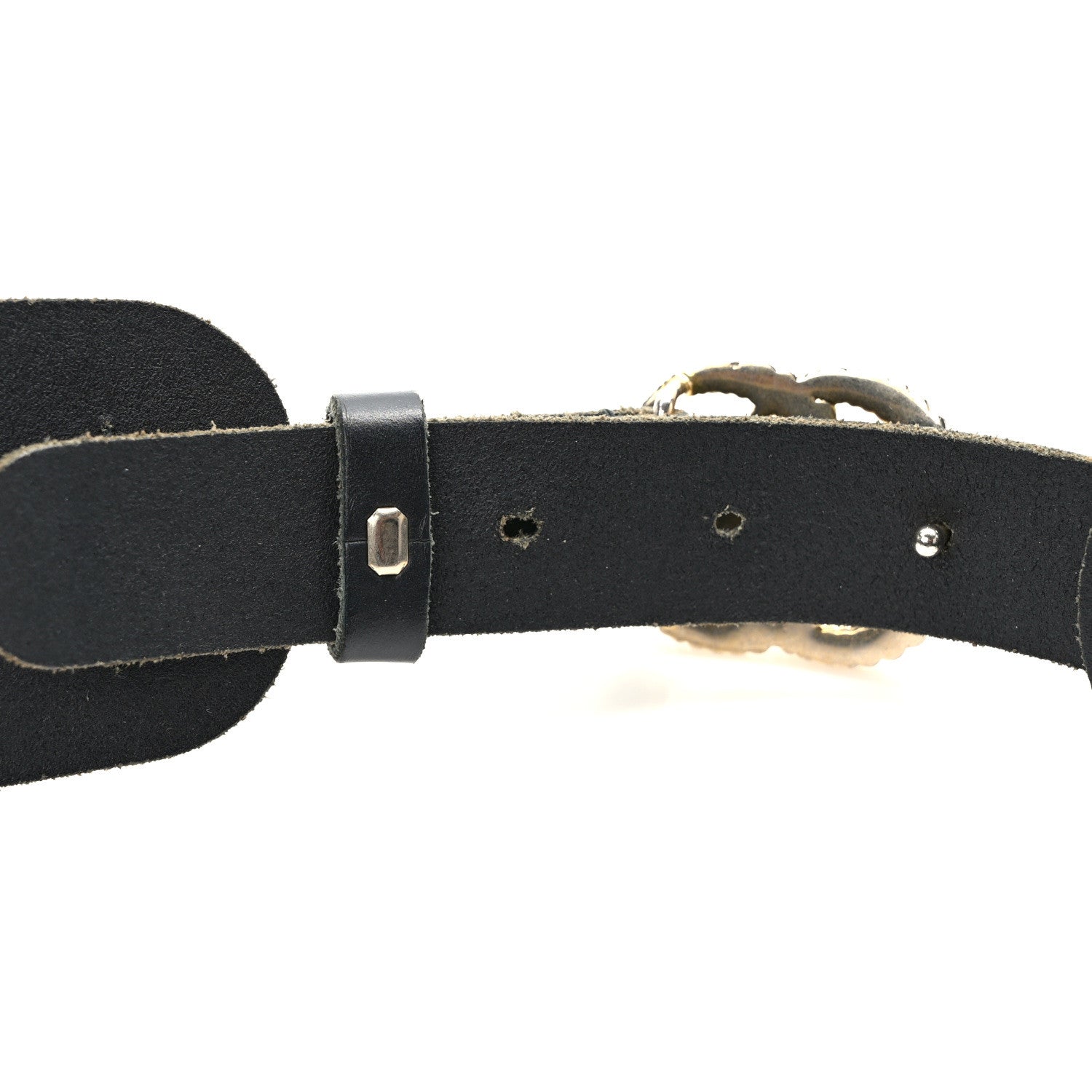 Gucci Calfskin Crystal Studded Swarovski Crystal Feline Belt 85/34 Black 4 of 4