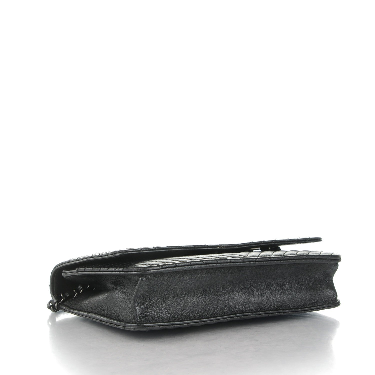 Chanel Lambskin Chevron Wallet On Chain WOC Black 4 of 10