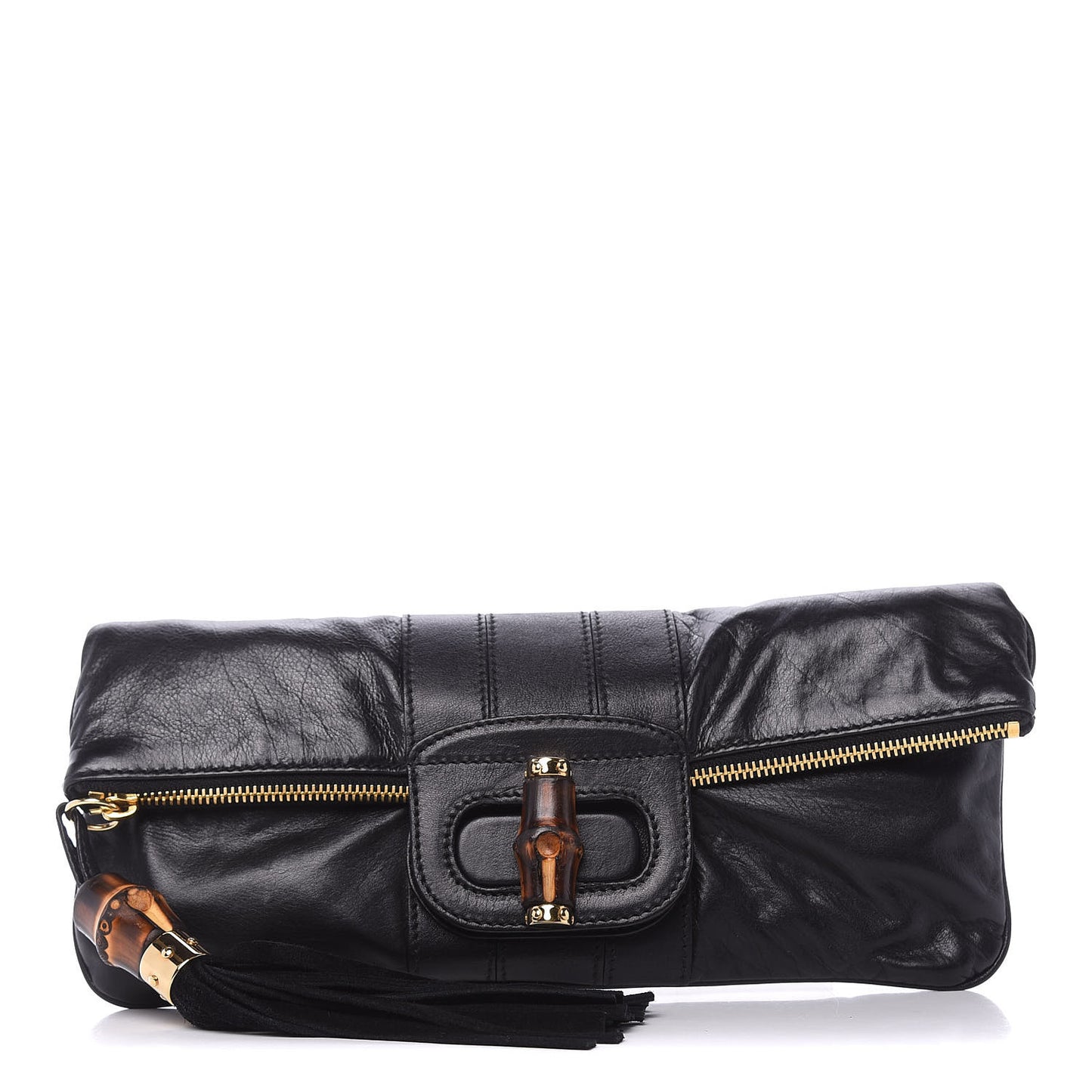 Calfskin Lucy Folded Clutch Black