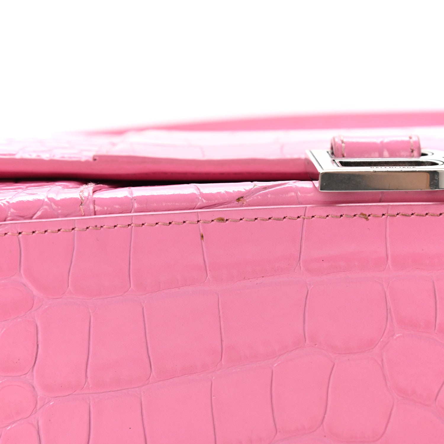Balenciaga Shiny Calfskin Crocodile Embossed Small Hourglass Sling Shoulder Bag Baby Pink 11 of 11