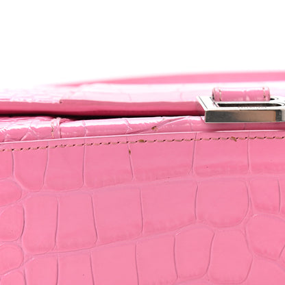 Balenciaga Shiny Calfskin Crocodile Embossed Small Hourglass Sling Shoulder Bag Baby Pink 11 of 11