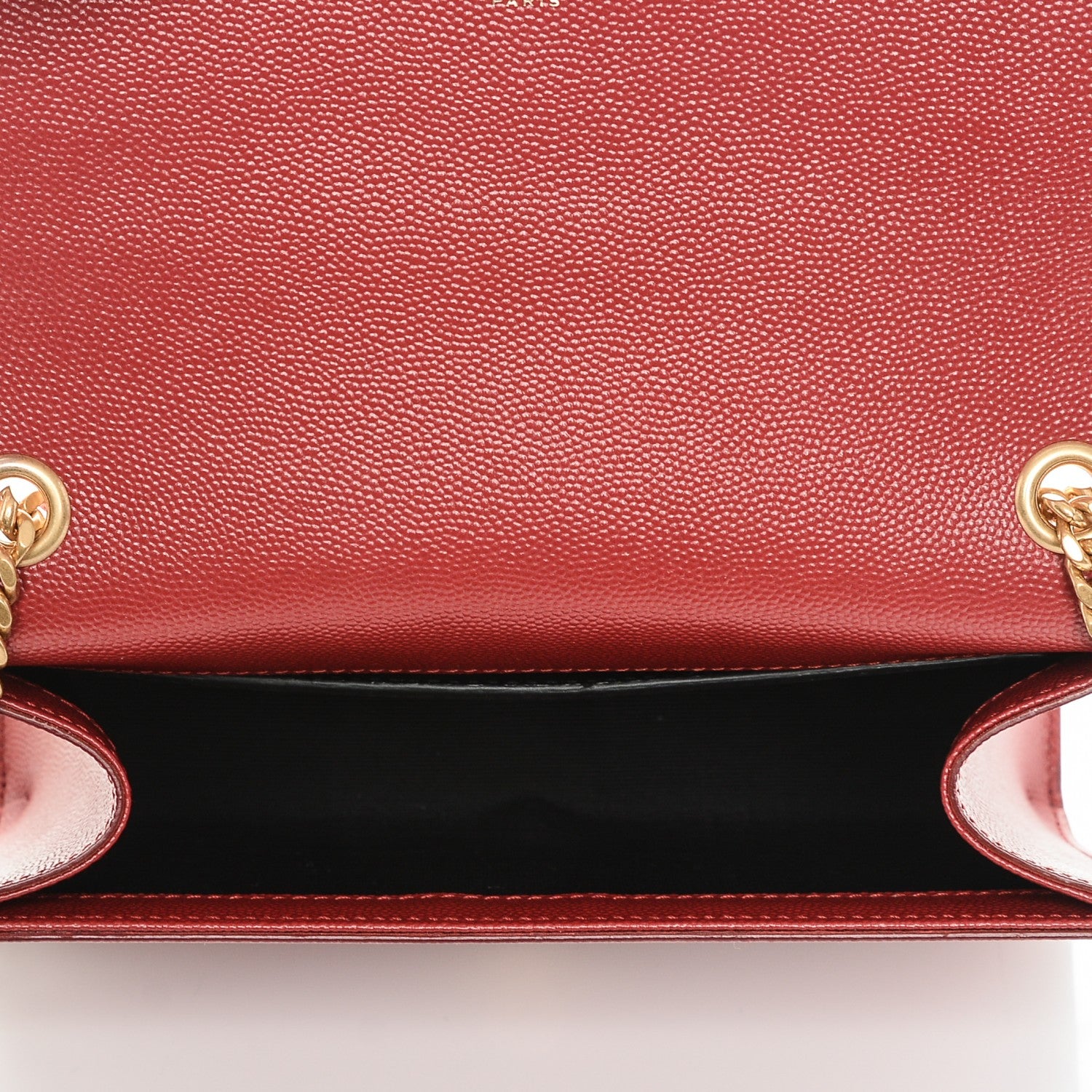 Saint Laurent Grain De Poudre Small Deconstructed Monogram Kate Satchel Red 5 of 6