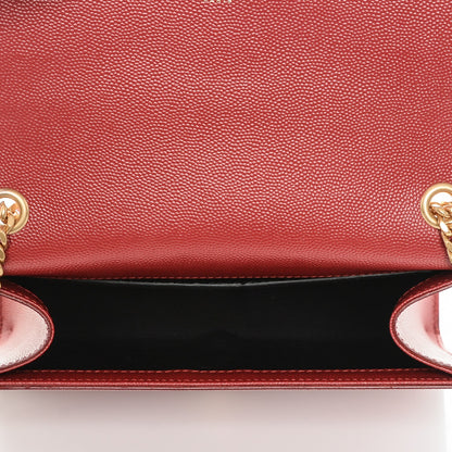 Saint Laurent Grain De Poudre Small Deconstructed Monogram Kate Satchel Red 5 of 6