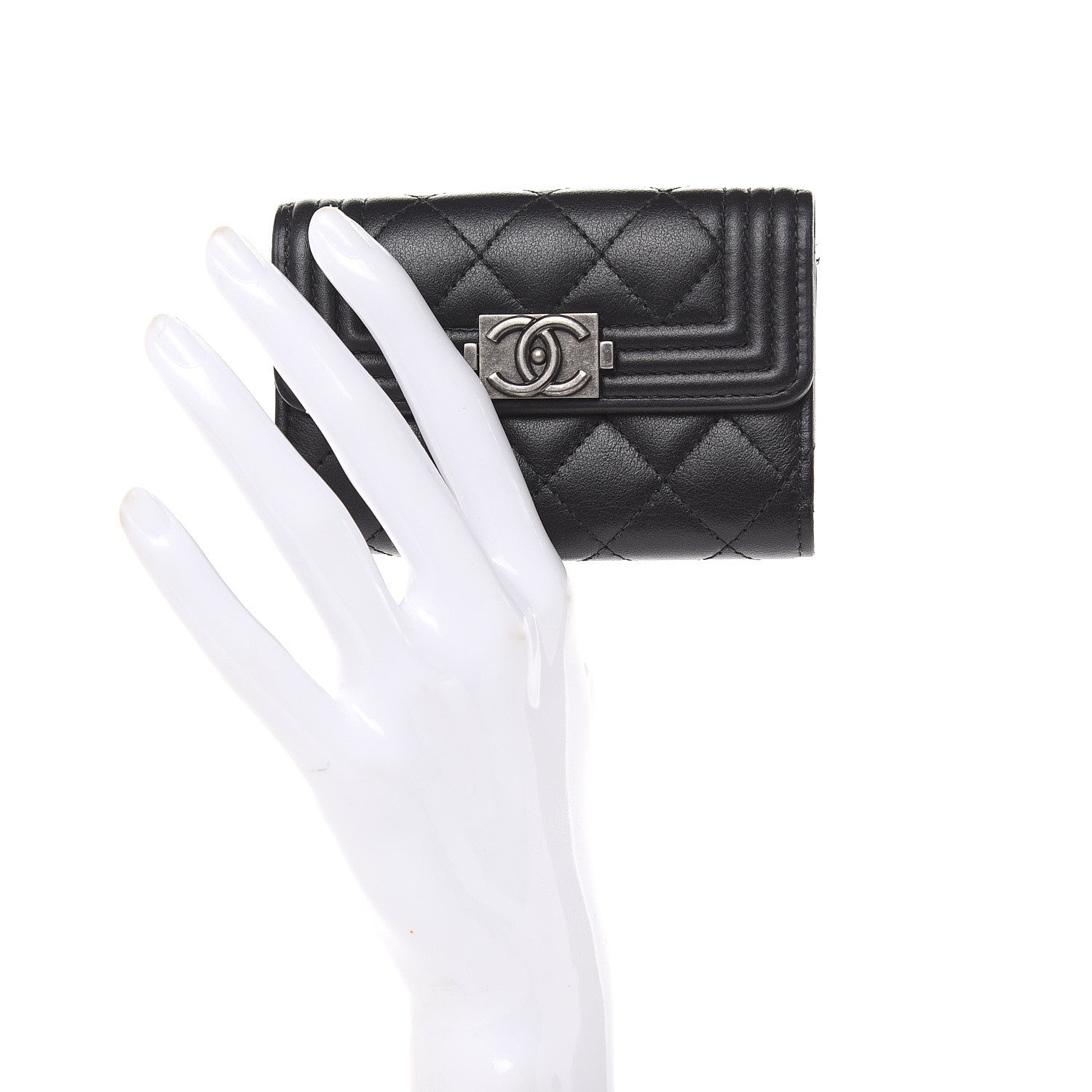 Chanel Calfskin Quilted 4 Key Holder Boy Flap Black 2 of 8