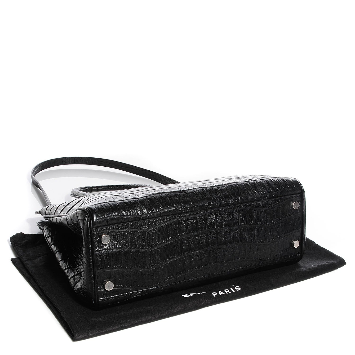 Saint Laurent Crocodile Embossed Medium trois Class Tote Black 5 of 10